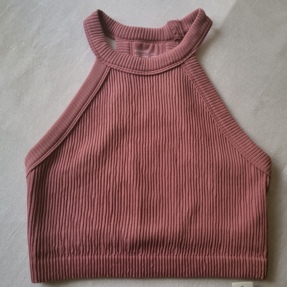 Aerie Ribbed Crop Top - Mauve Size S